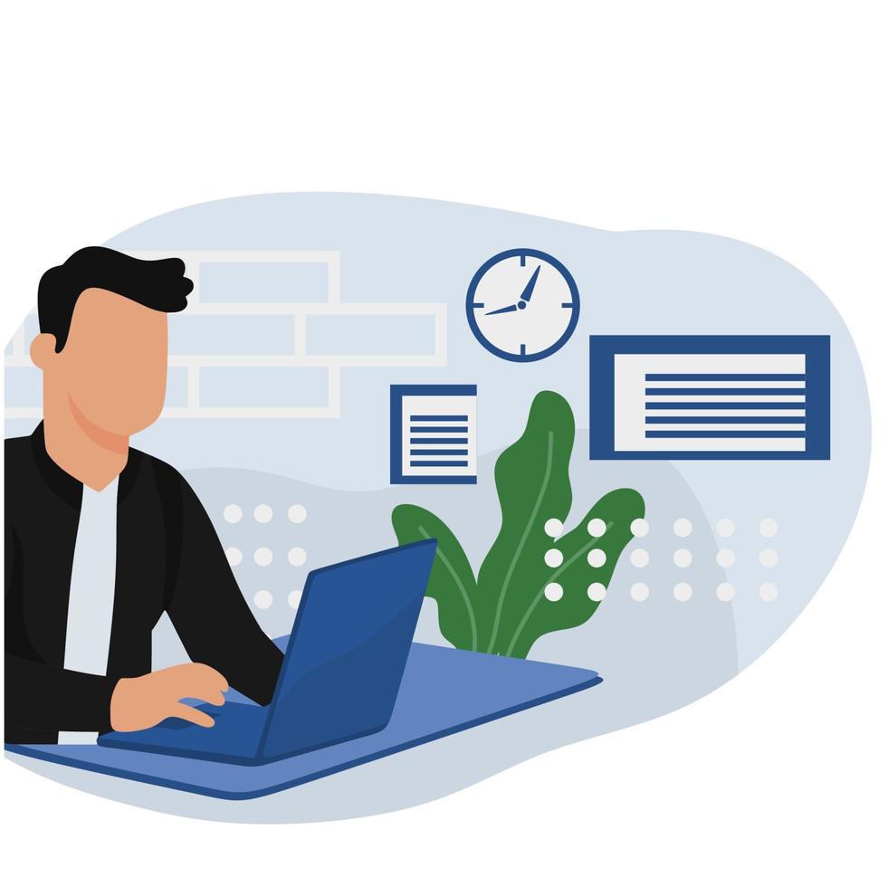 Autónomo trabajando con portátil